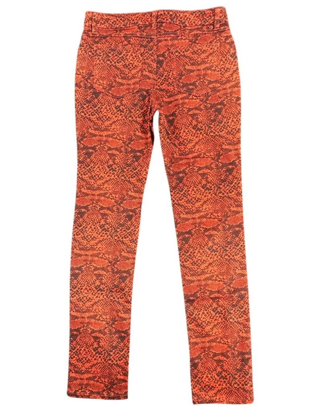 My Michelle Jeans Womens 14 Red Orange Snakeskin Animal Print Skinny Stretch NWT